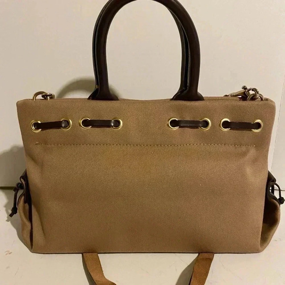 Dooney & Bourke beige brown canvas leather bag - Picture 2 of 16